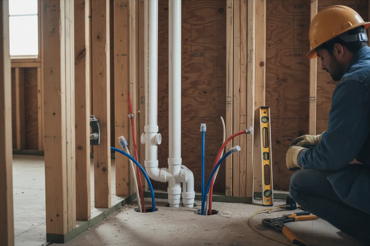 Drain and supply rough-in during Drain Cleaning in North Scituate
