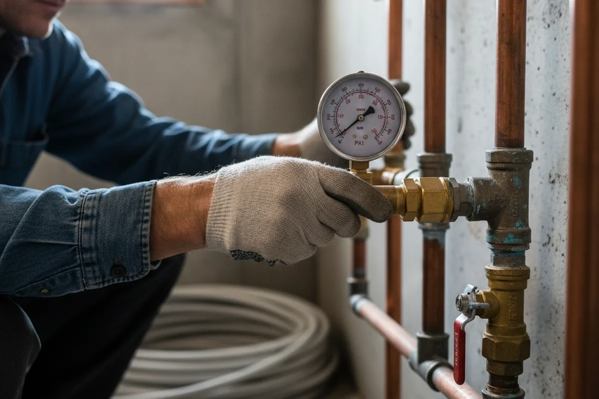 Pressure testing a repaired line during Water Line Repair in North Scituate